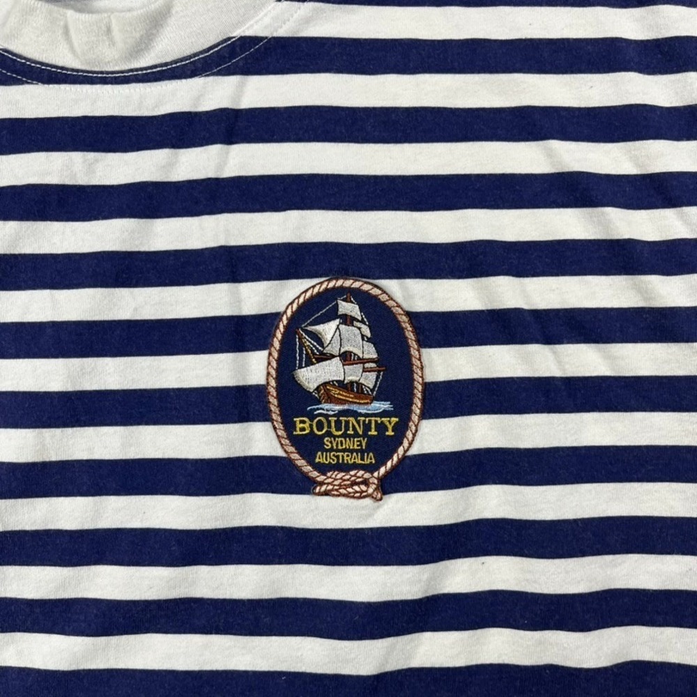 VTG Bounty Cruises Sydney T-Shirt XL Nautical Marine Striped Rugby Style - Picture 4 of 9